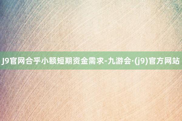 J9官网合乎小额短期资金需求-九游会·(j9)官方网站
